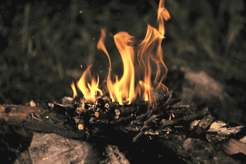 blazing campfire