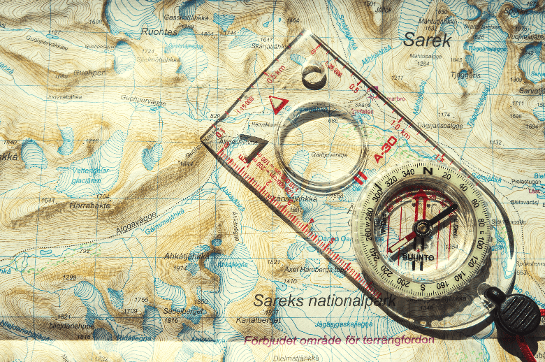 compass on a map