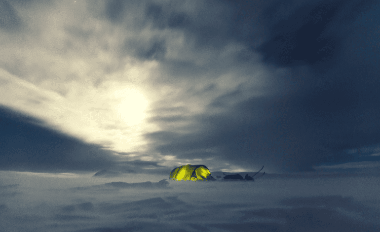 tent in the snow