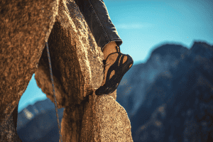 climbing shoe on a rock