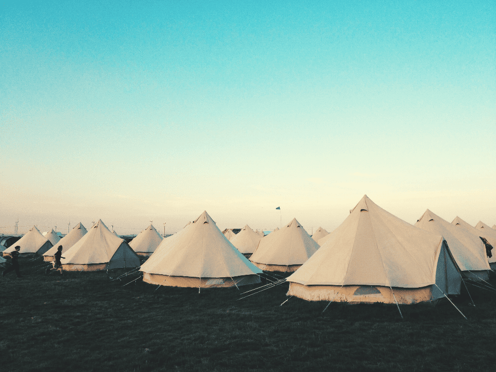 group of canvas tents