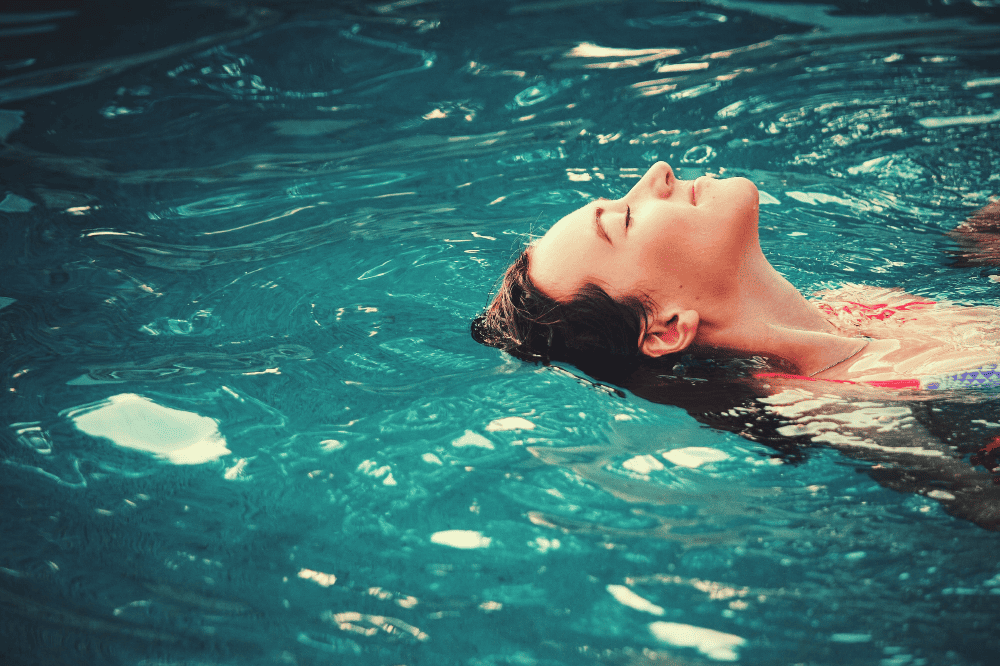 woman relaxing in a pool