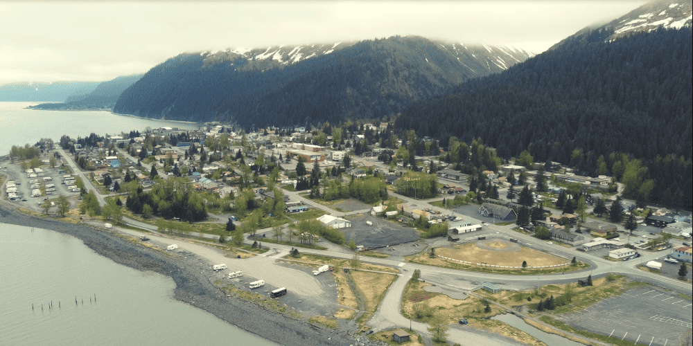 seward alaska drone shot