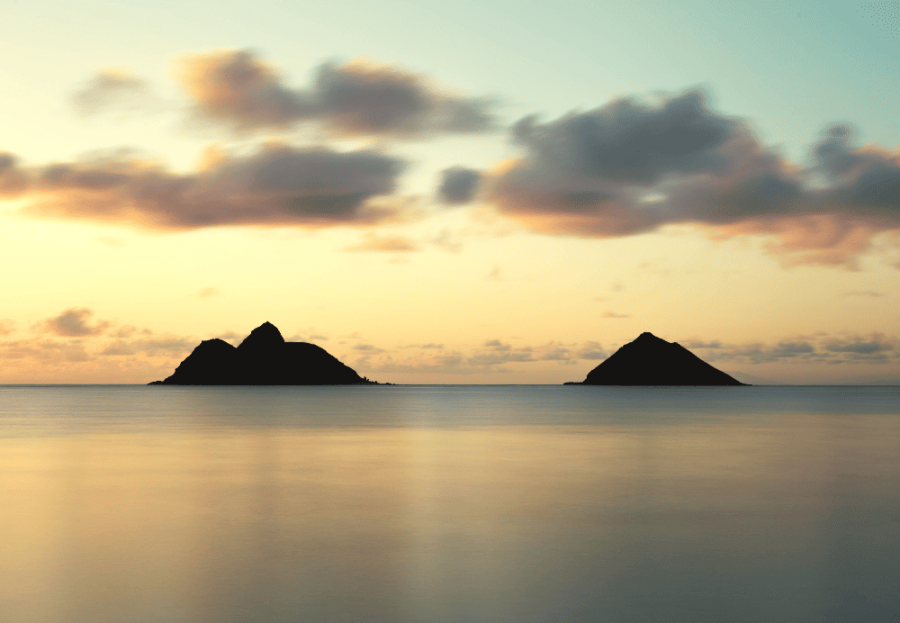 two peaks in the water of hawaii