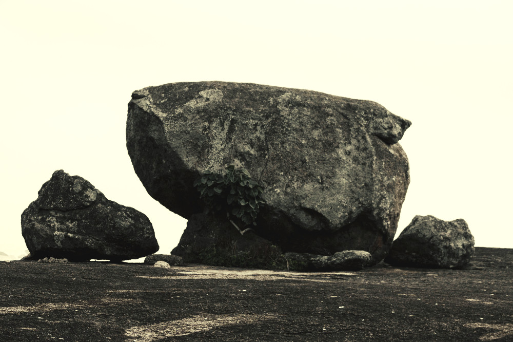 black and white boulder