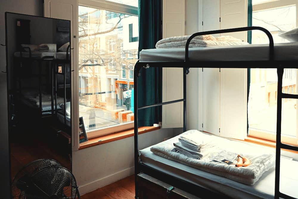 bunk beds in a hostel in hong kong