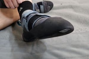 rock climbing shoes with wear and tear