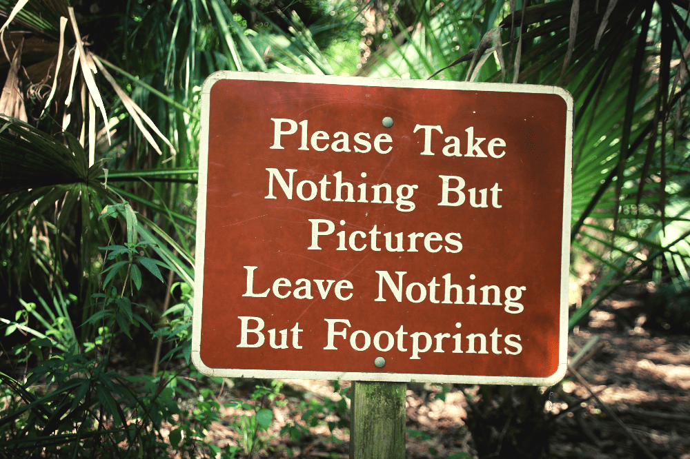 leave no trace sign in florida rainforest