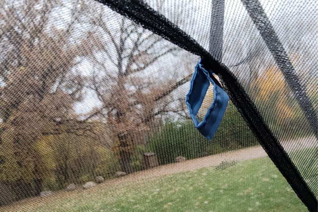 blue loop inside a tent