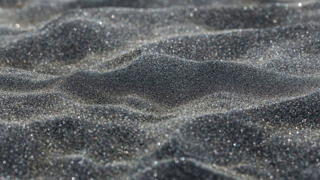 close up of black sand