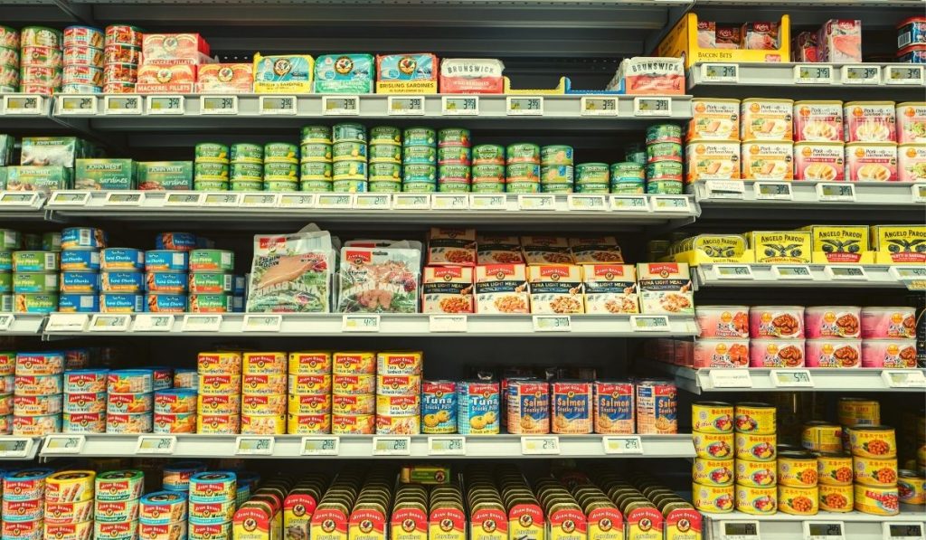 shelves at a grocery store