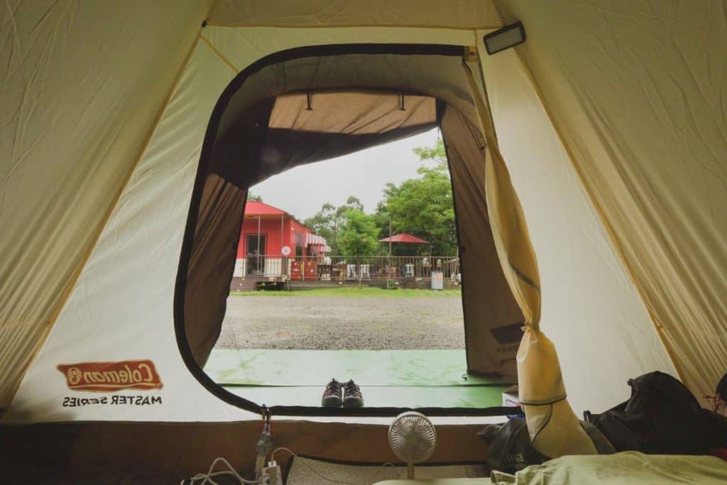 brown coleman tent door