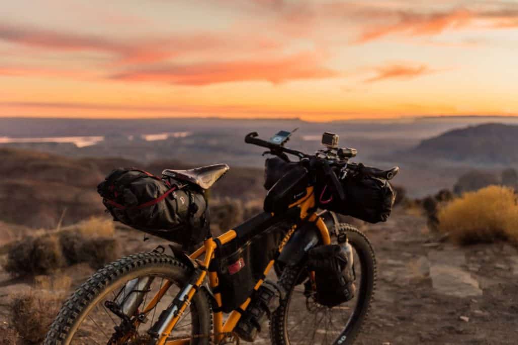 bike with gear on a desert plane