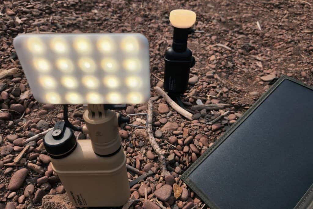 potable batteries with solar panel and lights