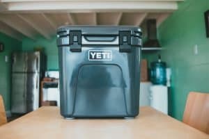 green yeti cooler on a table