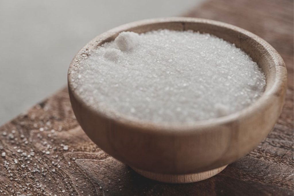 bowl of salt on a table