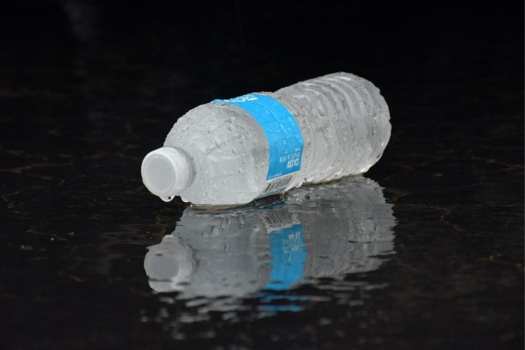 water bottle on its side