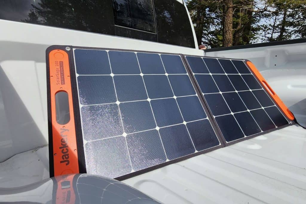 solar panel on a white truck bed