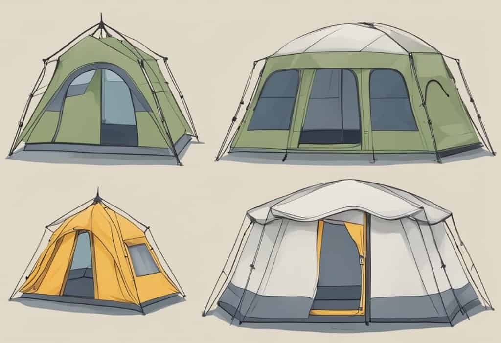 four different tent shapes and styles